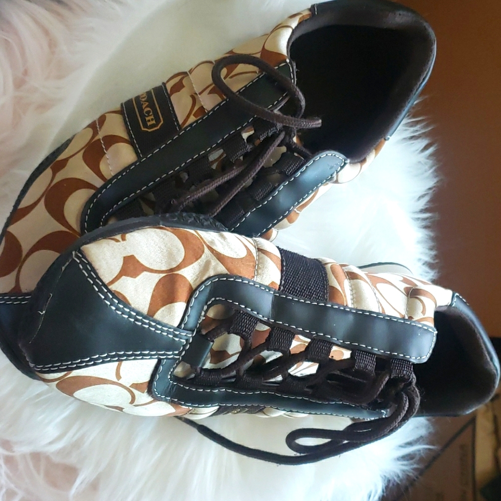 Coach Designer Logo Print Sneakers